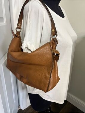 Alessandro Mari Italian Brown Leather Slouchy Hobo Bag Handbag Purse